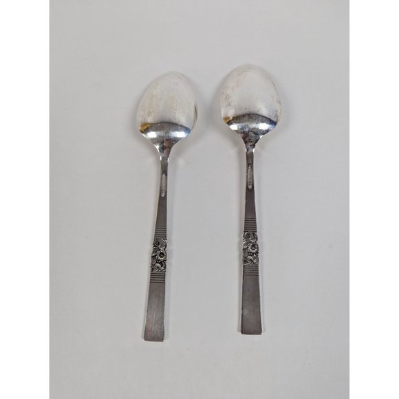 Oneida Morning Star Silverplate 1948 Serving Spoon 8 1/2" Set of 2 - Picture 3 of 4